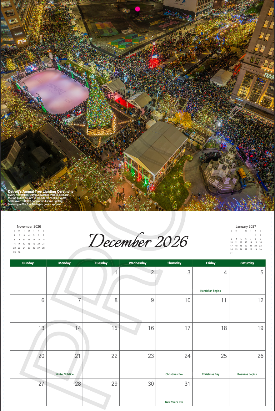 2026 Detroit Calendar