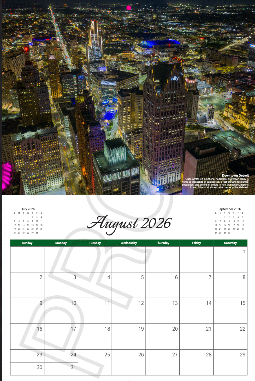 2026 Detroit Calendar